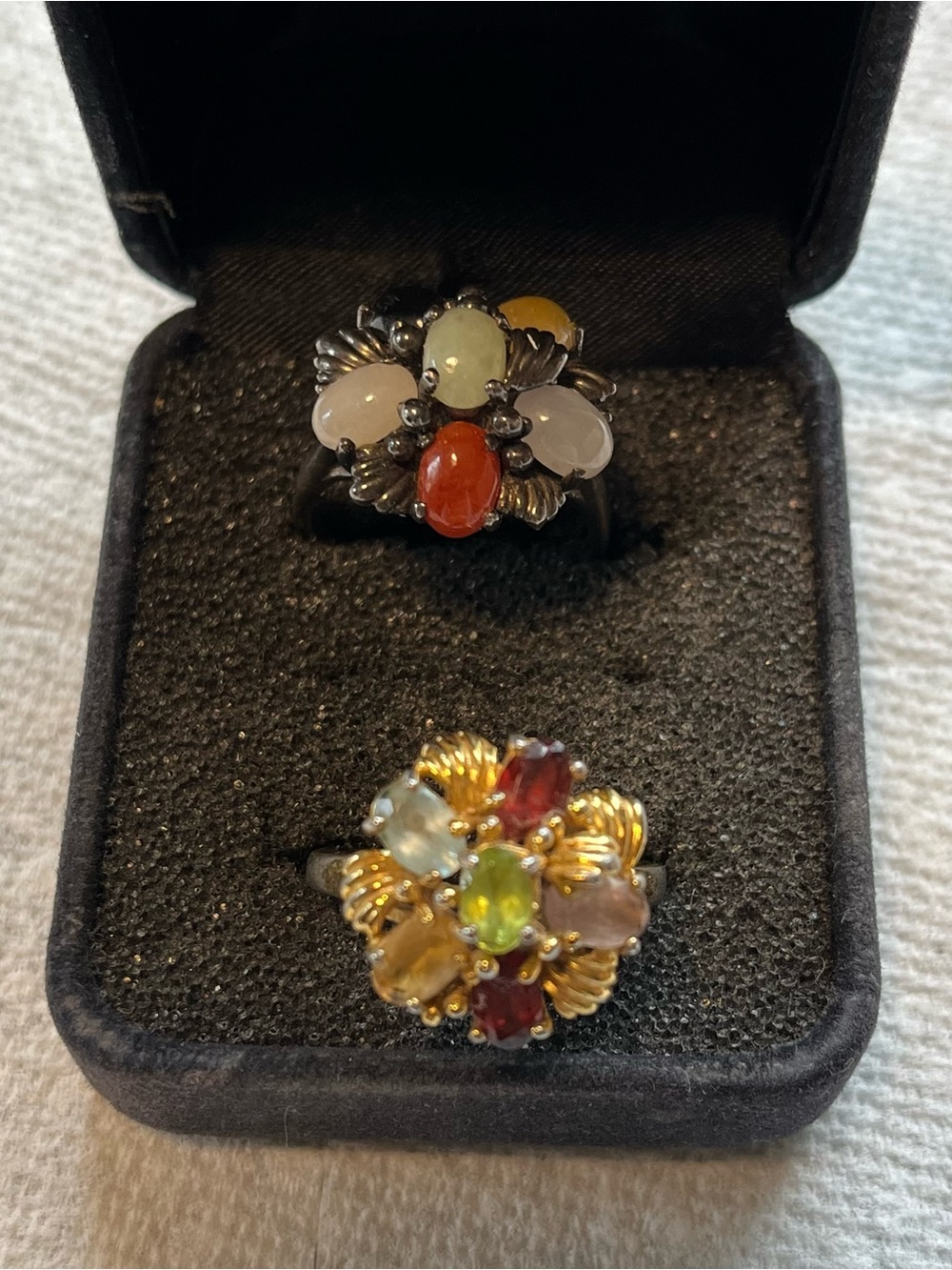 Set of 2 Multi-Gemstone Cluster Rings  - Multicolor